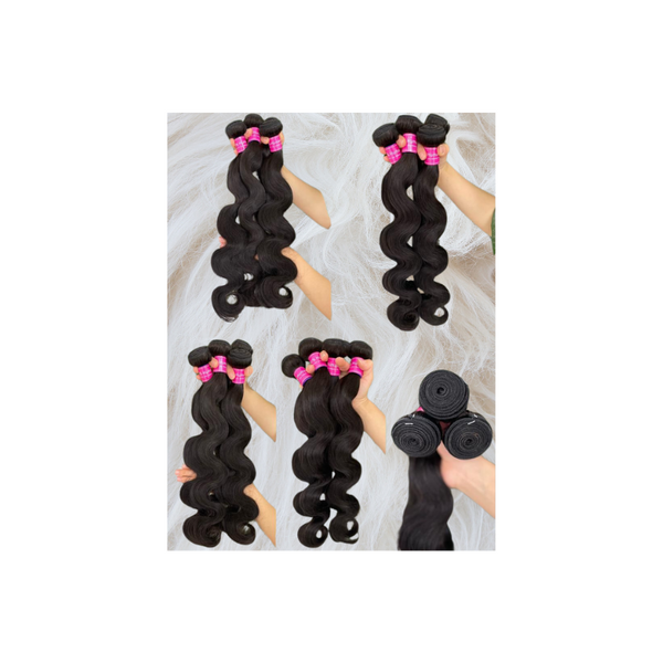 Extensions de cheveux humains brésiliens vierges ondulés ,3 trames(16-18-20)
